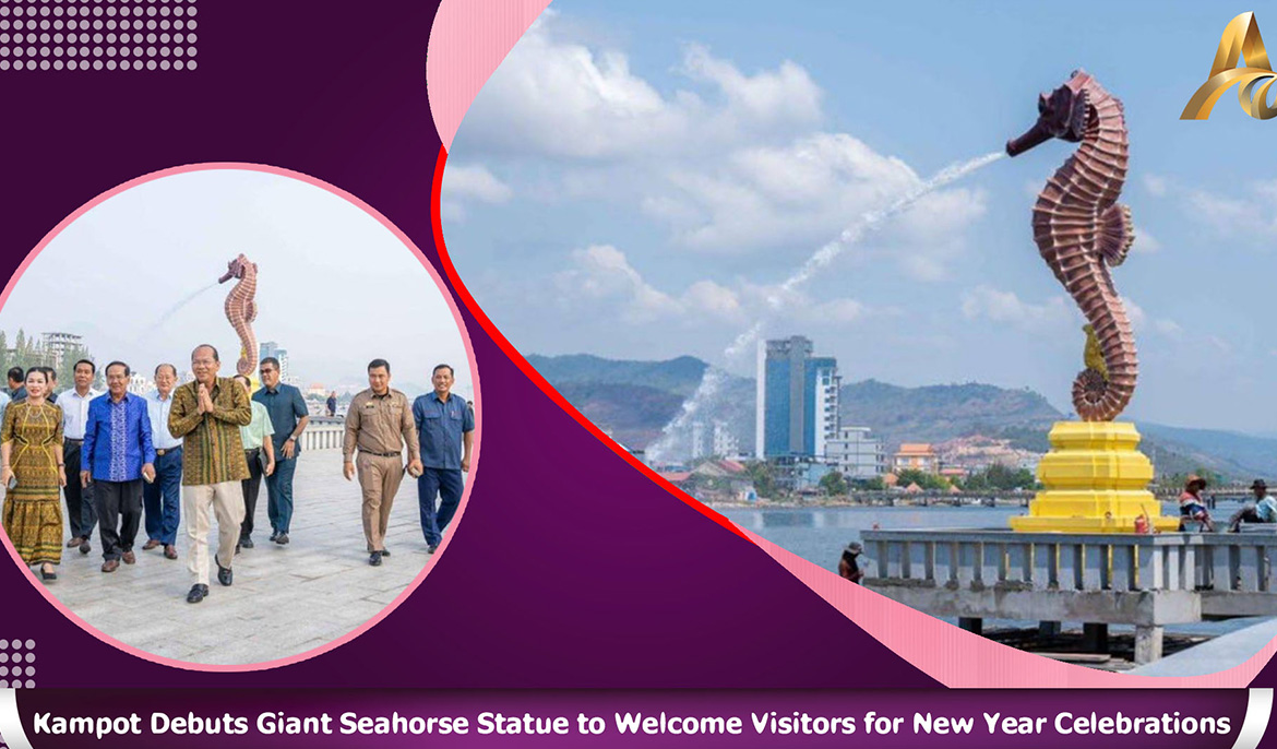 Kampot Debuts Giant Seahorse Statue to Welcome Visitors for New Year Celebrations