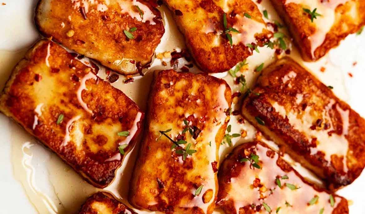 Golden Halloumi with Honey and Thyme