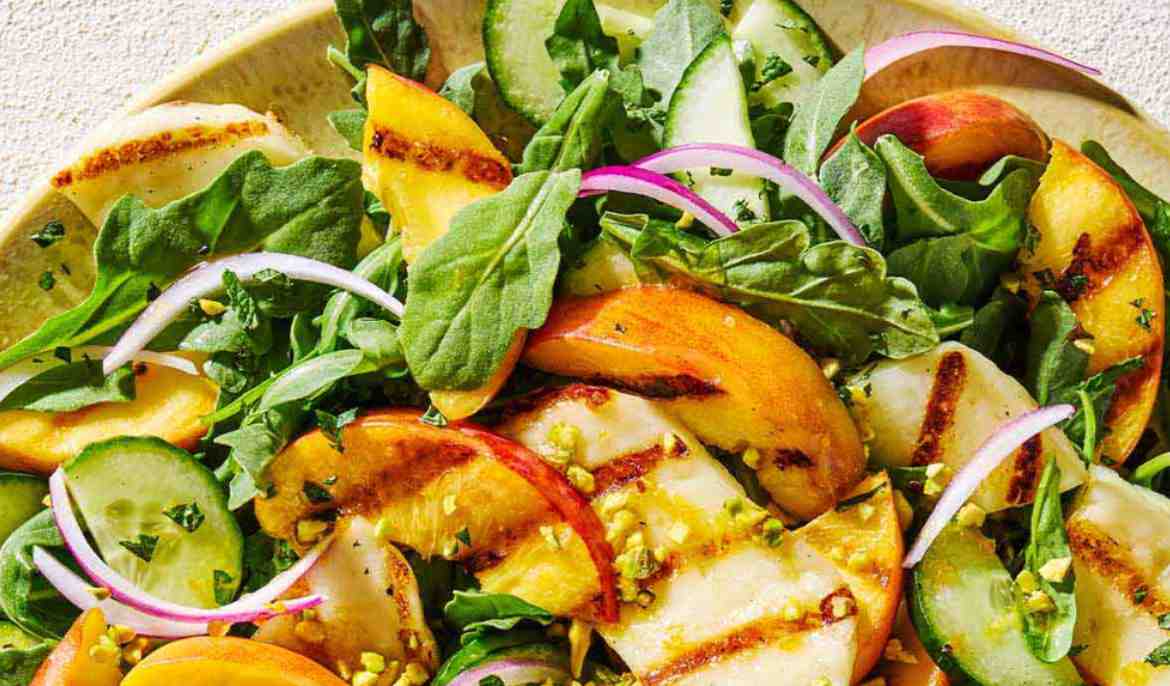 Halloumi Salad with Griddled Peaches